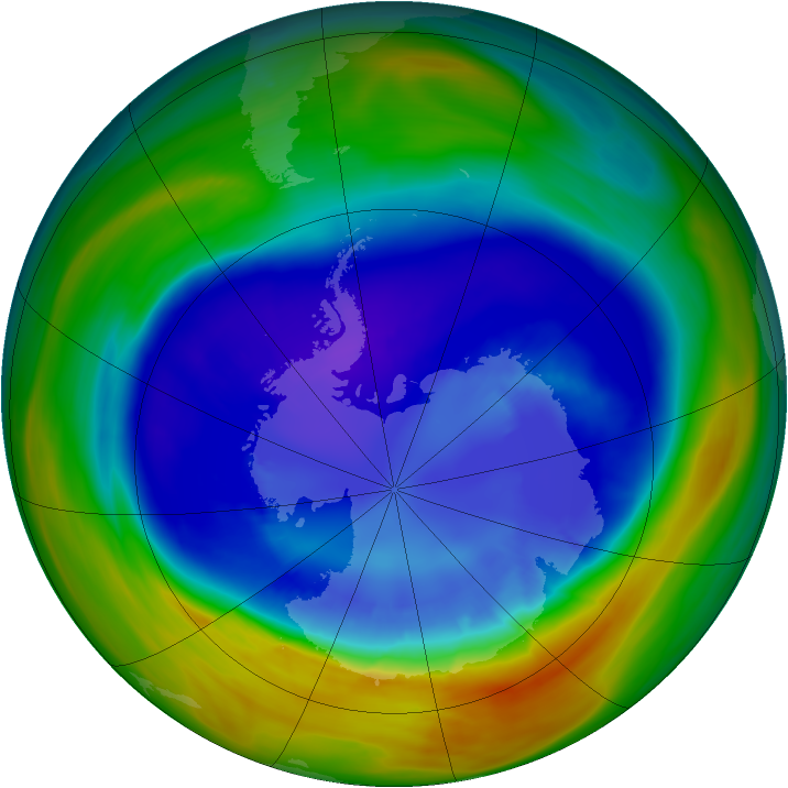 Antarctic ozone map for 06 September 2005